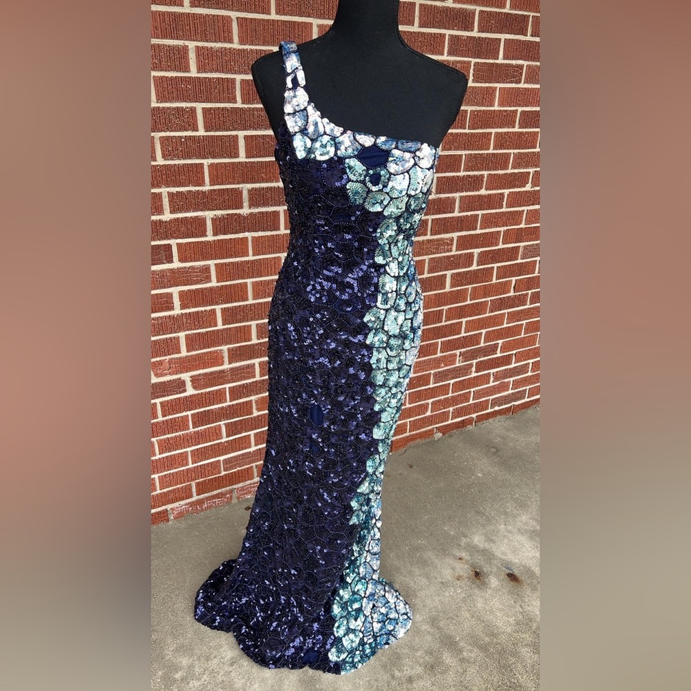 Sherri Hill size 4 - navy and turquoise